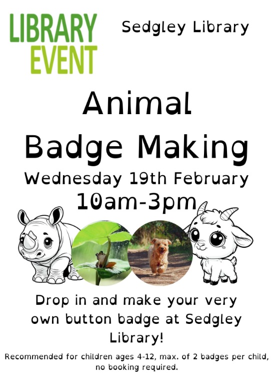 Sedgley Library - Children's Half Term Animal Badge Making